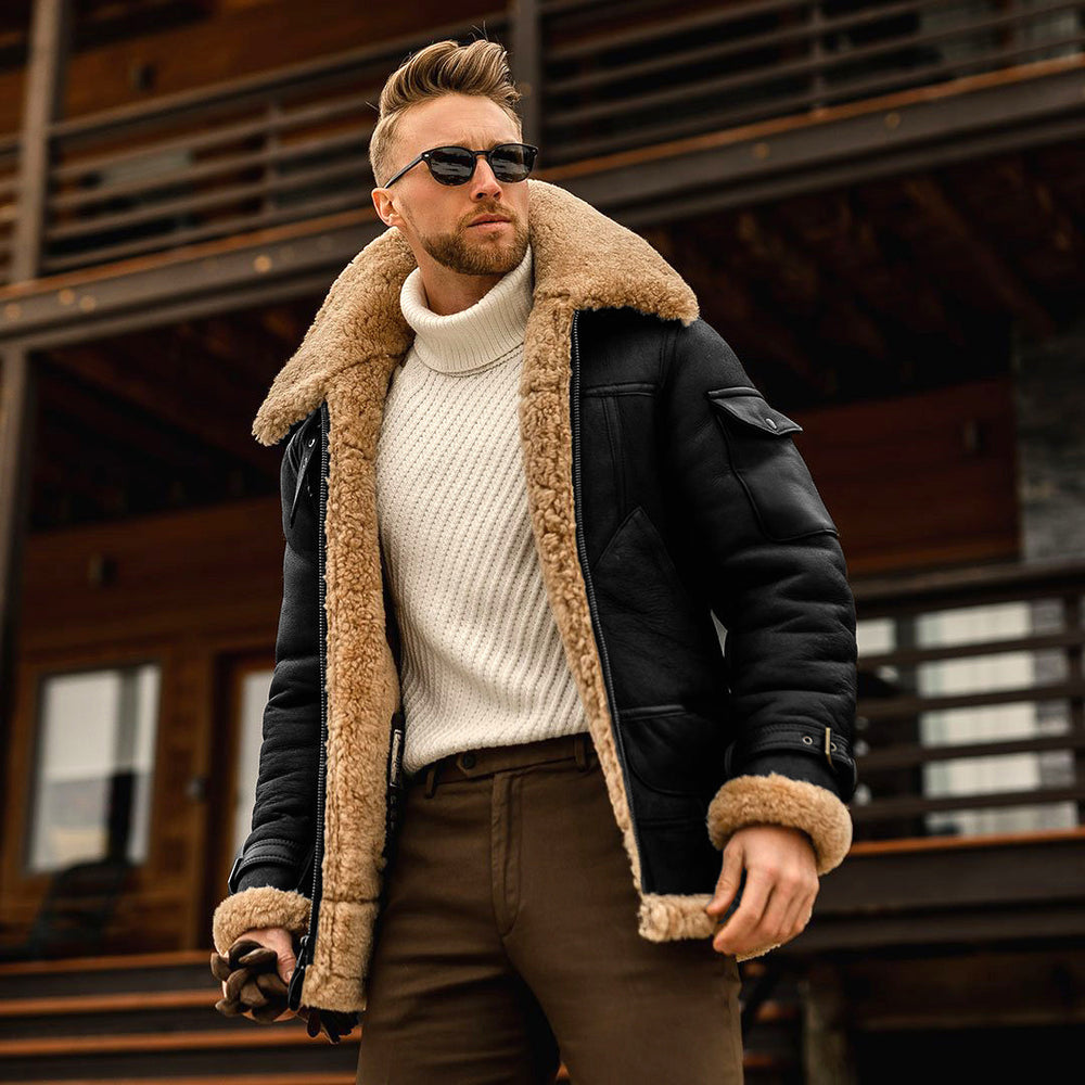 Men's Warm Winter Faux Fur Suede Jacket