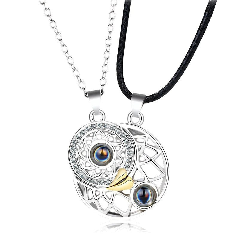 Ins Niche Sun & Moon Couple Pendant – Magnetic Clavicle Chain for Lovers