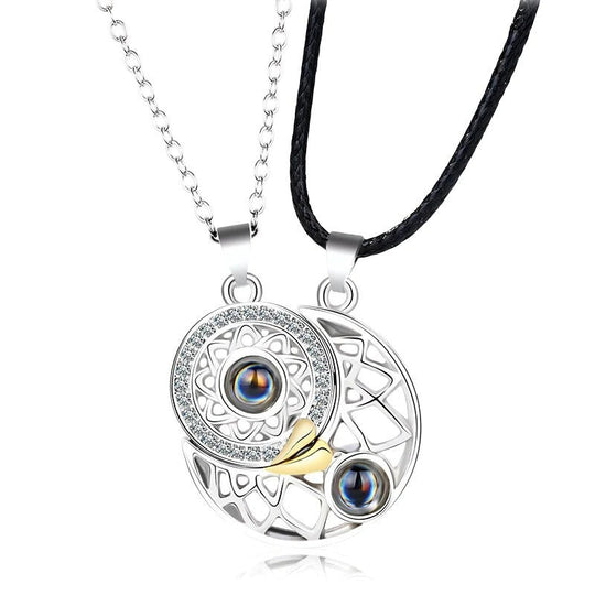 Ins Niche Sun & Moon Couple Pendant – Magnetic Clavicle Chain for Lovers