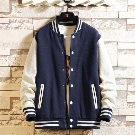 Men's Loose Baseball Jacket – Casual Stand Collar Coat