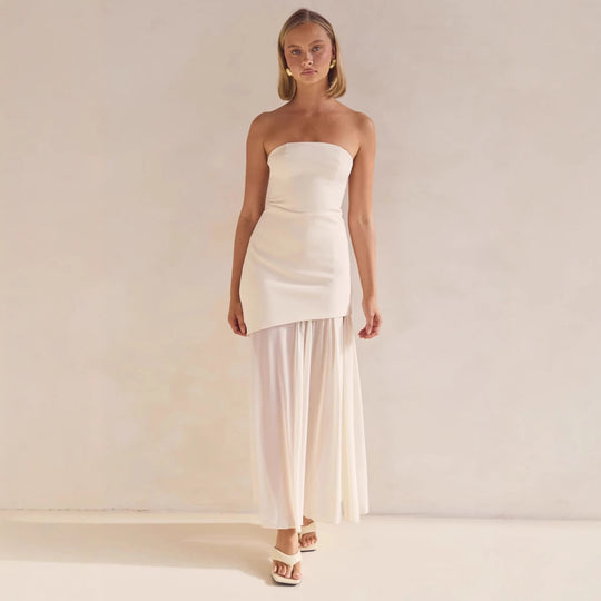 Selvera Halter Neck Spliced Maxi Dress