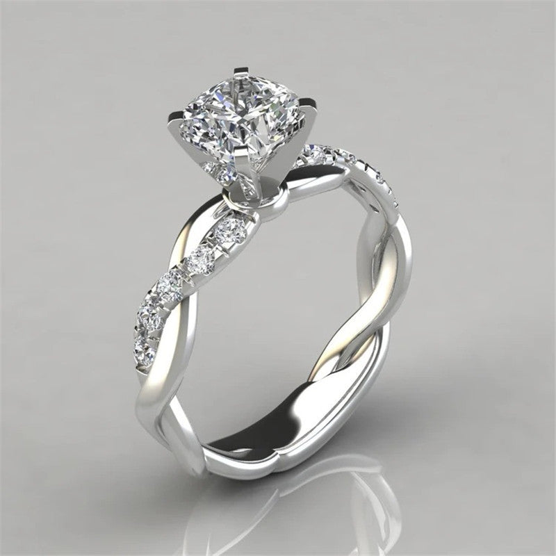 18K Rose Gold Two-Tone Princess Diamond Twist Ring