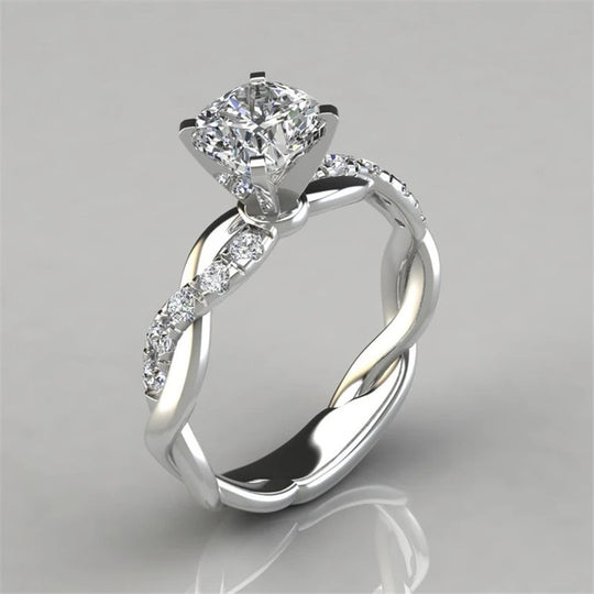 18K Rose Gold Two-Tone Princess Diamond Twist Ring