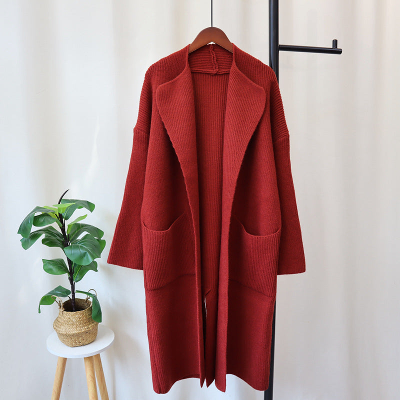 Long Knit Cardigan – Cozy Loose-Fit Knee-Length Sweater
