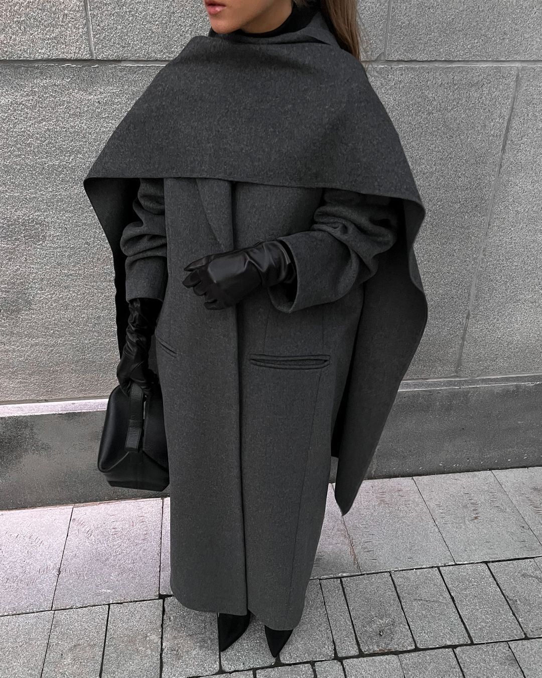 Women's Vintage Scarf Collar Cloak Coat – Long Loose Fit