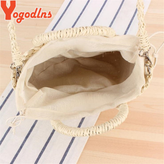 Yogodlns Handmade Half-Round Rattan Straw Bag