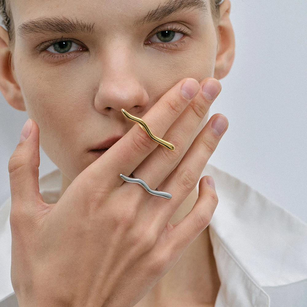 Ripple One Word Open Fashion Line Sense Ring