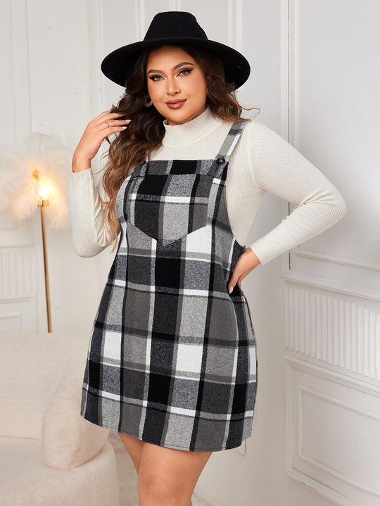 Autumn Plaid Charm Pinafore Dress