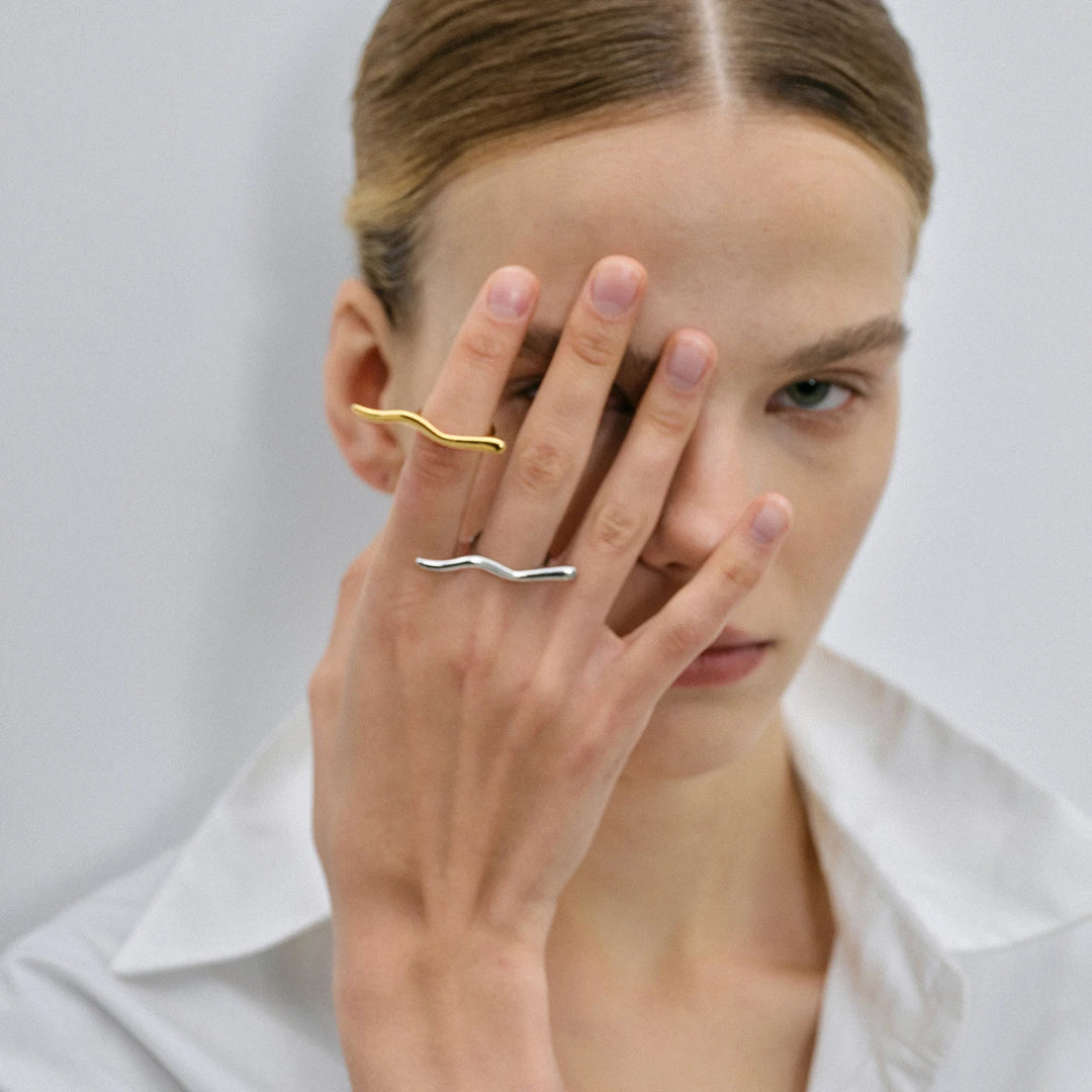Ripple One Word Open Fashion Line Sense Ring