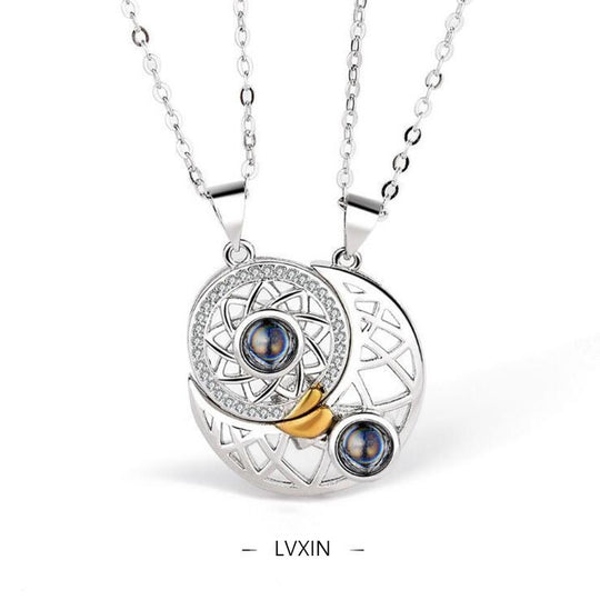 Ins Niche Sun & Moon Couple Pendant – Magnetic Clavicle Chain for Lovers