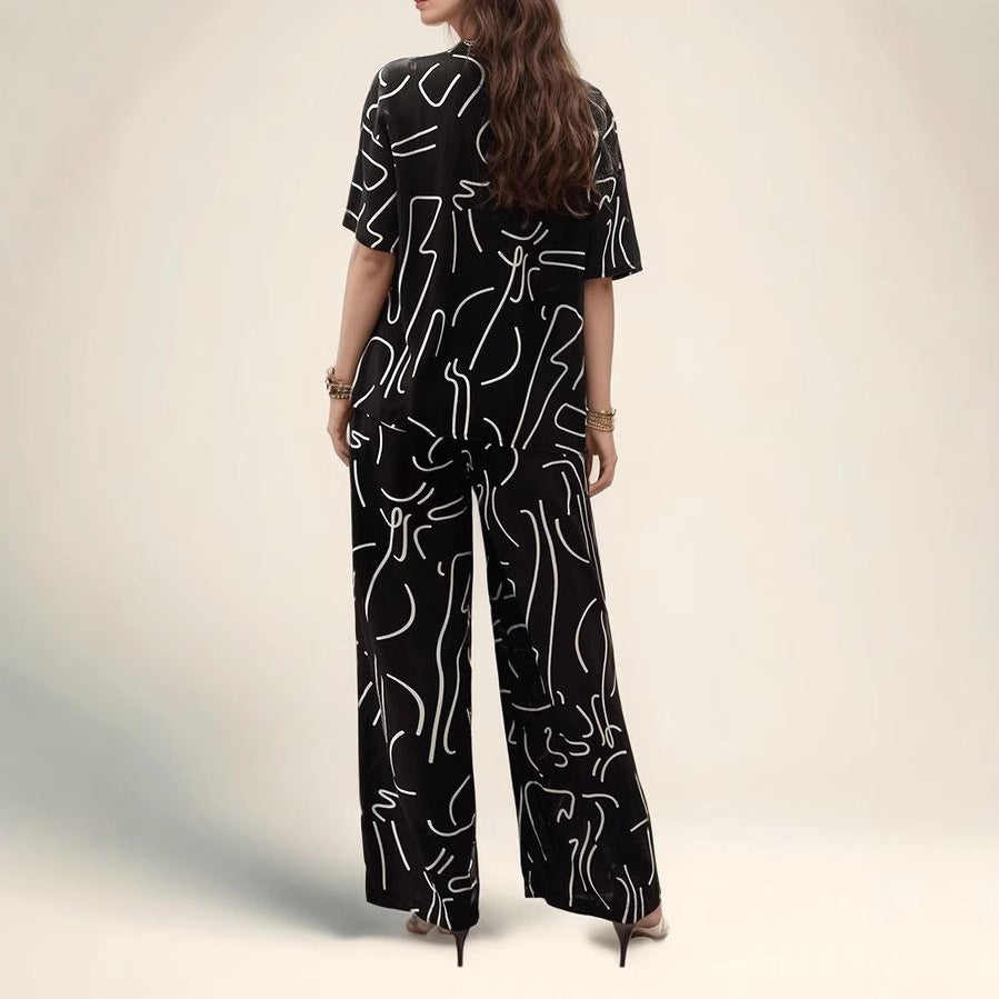 Short Sleeve Printed Two-Piece Set