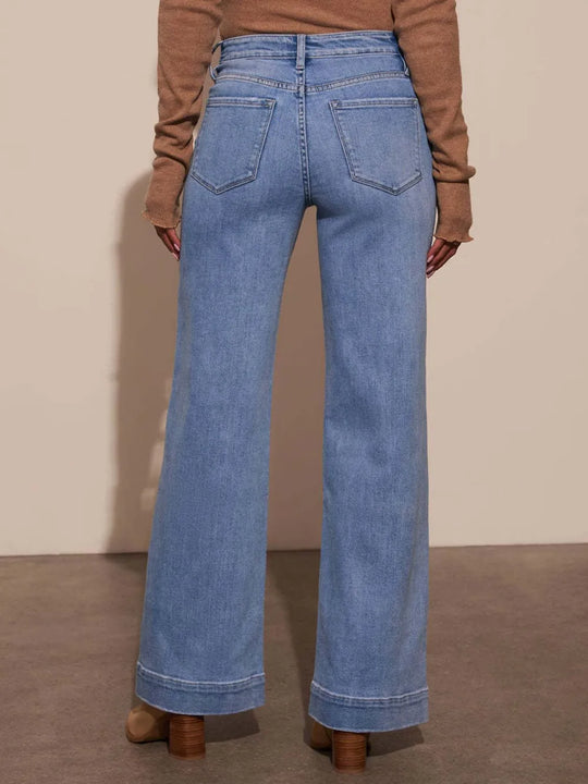 High-Rise Wide Leg Patch Pocket Jeans