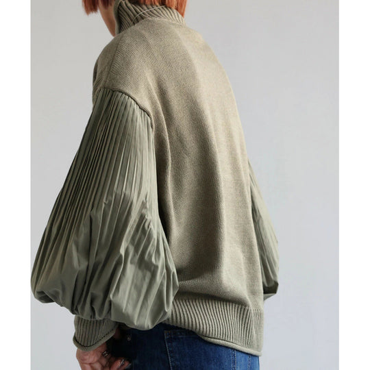 High-Neck Patchwork Sweater