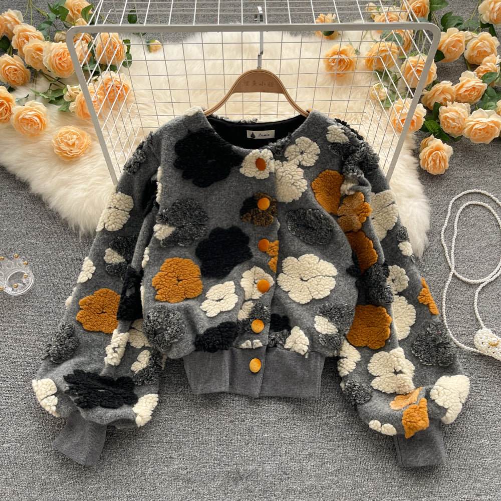 Floral Slim-Fit Chenille Cardigan