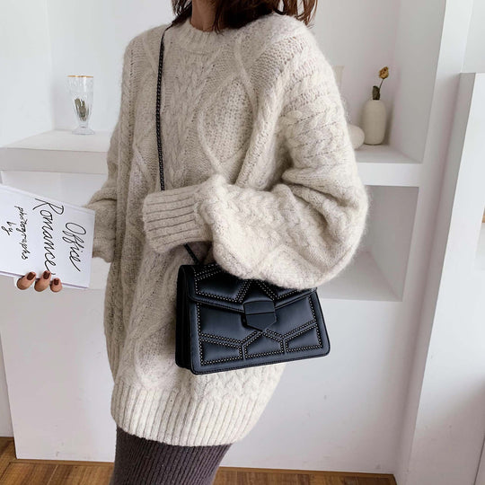 Rivet Chain Designer PU Leather Crossbody Bag