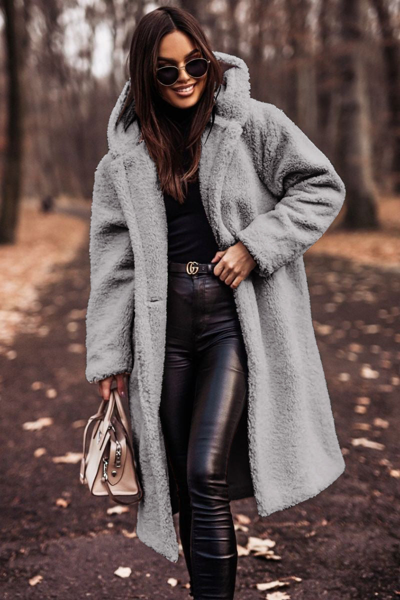 Women's Long Hooded Woolen Coat