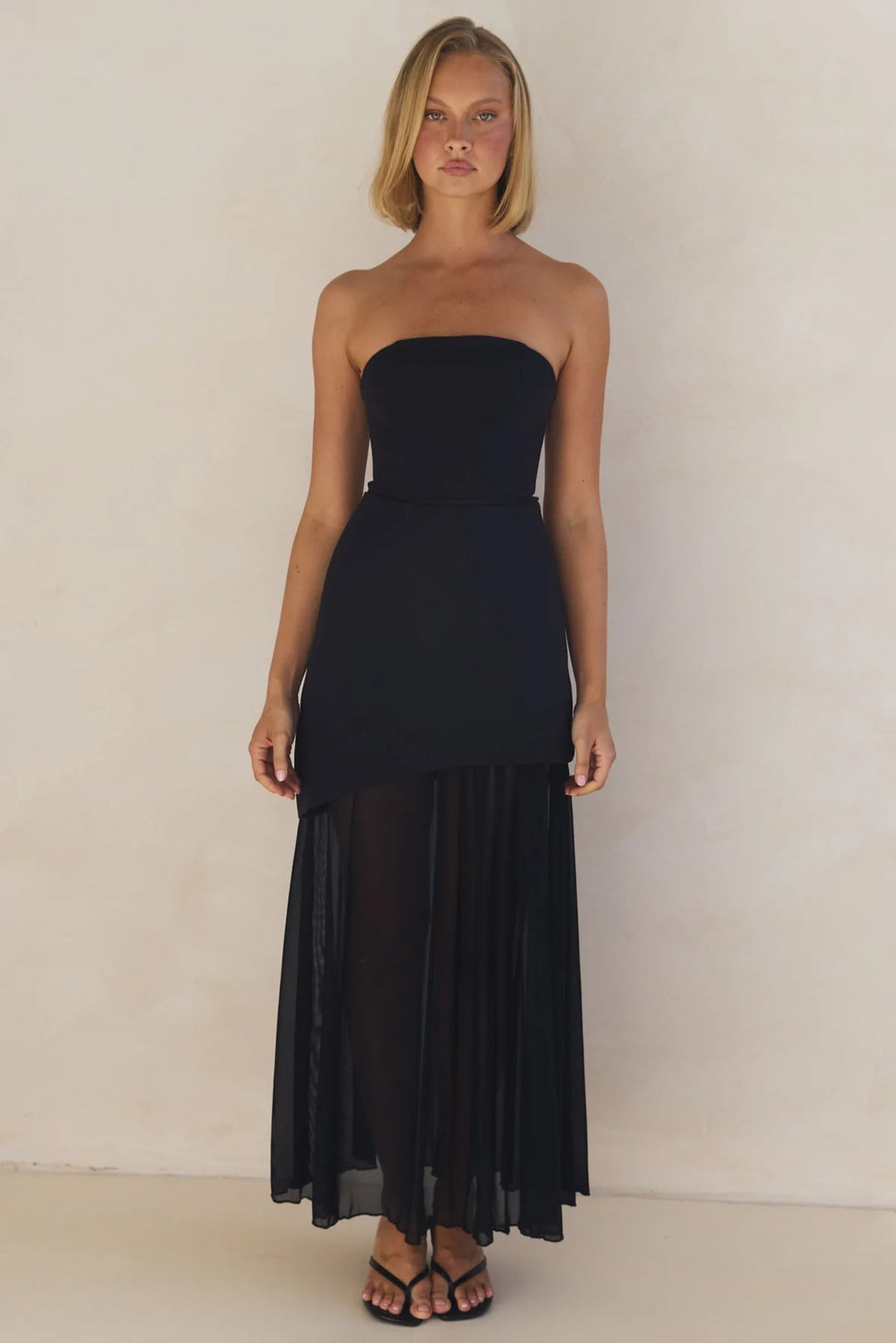 Selvera Halter Neck Spliced Maxi Dress