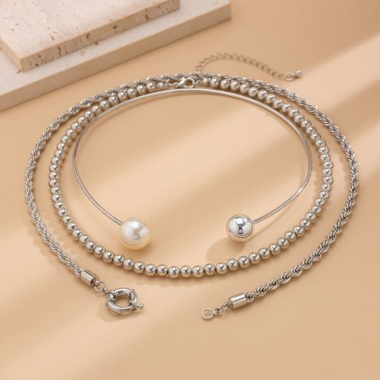 Twist & Pearl Multi-Layer Necklace