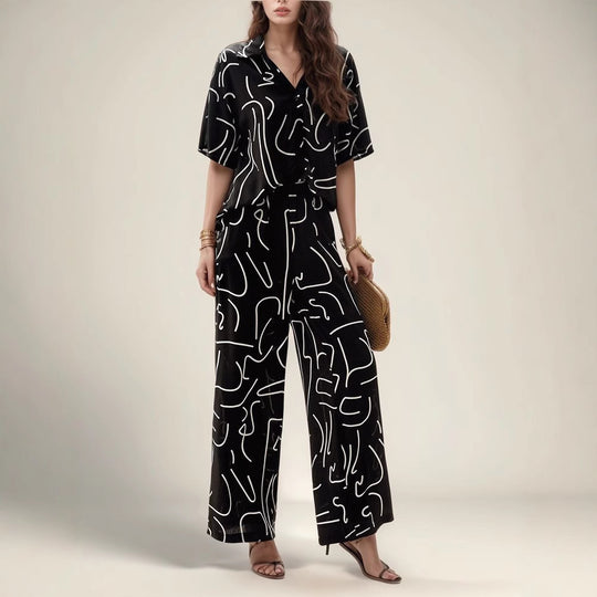 Short Sleeve Printed Two-Piece Set