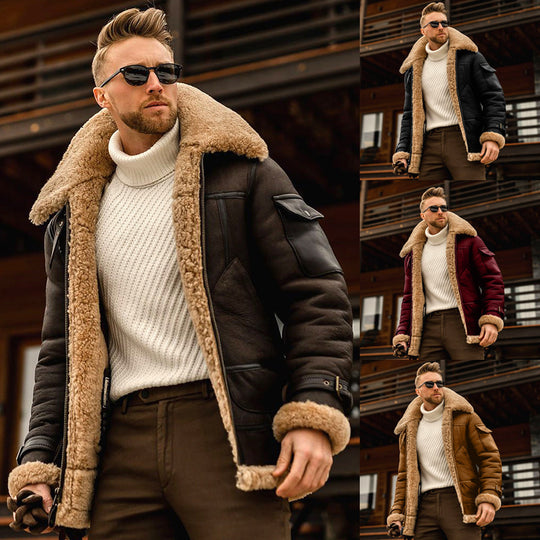 Men's Warm Winter Faux Fur Suede Jacket