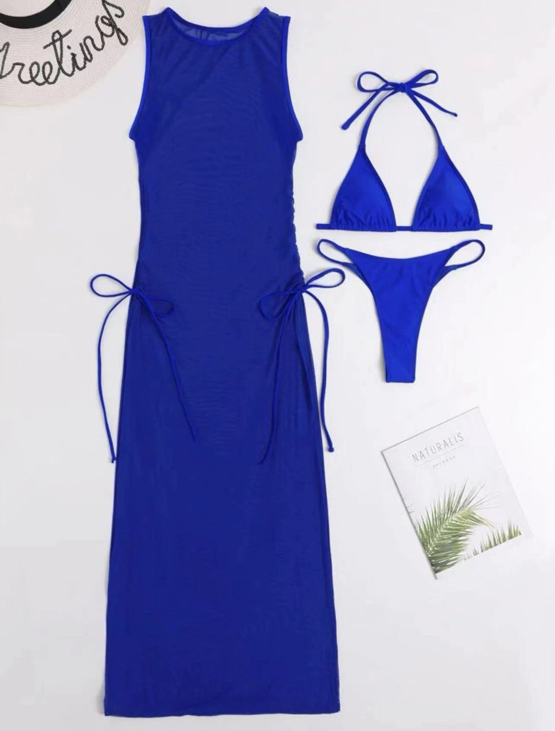 Solid Color 3-Piece Bikini Set