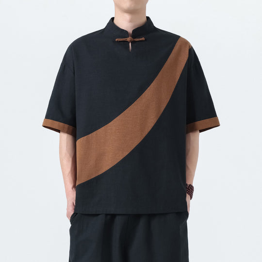 Men’s Retro Cotton Linen Tang Suit Tee