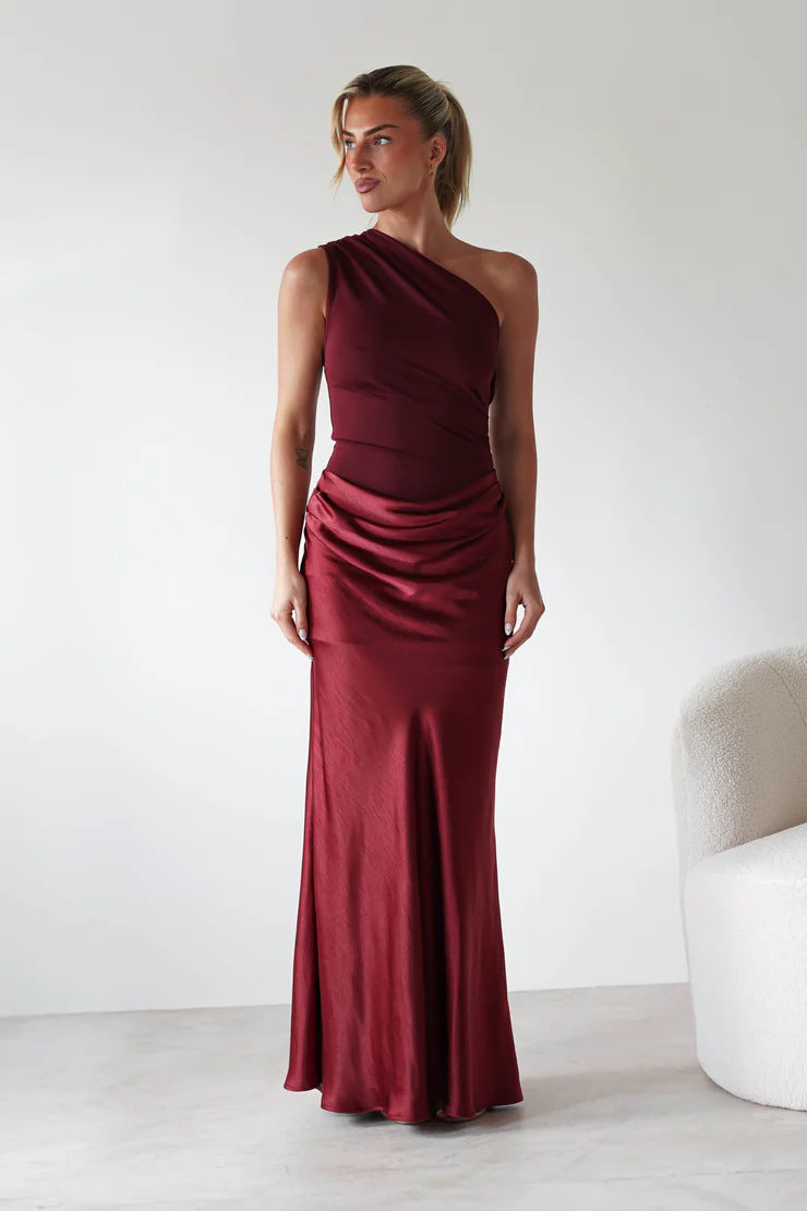 Luxe One-Shoulder Splice Gown Dress
