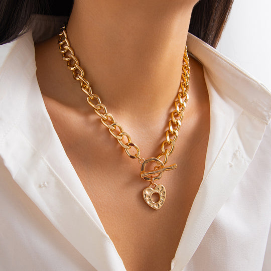 Lava Heart Punk Necklace Set