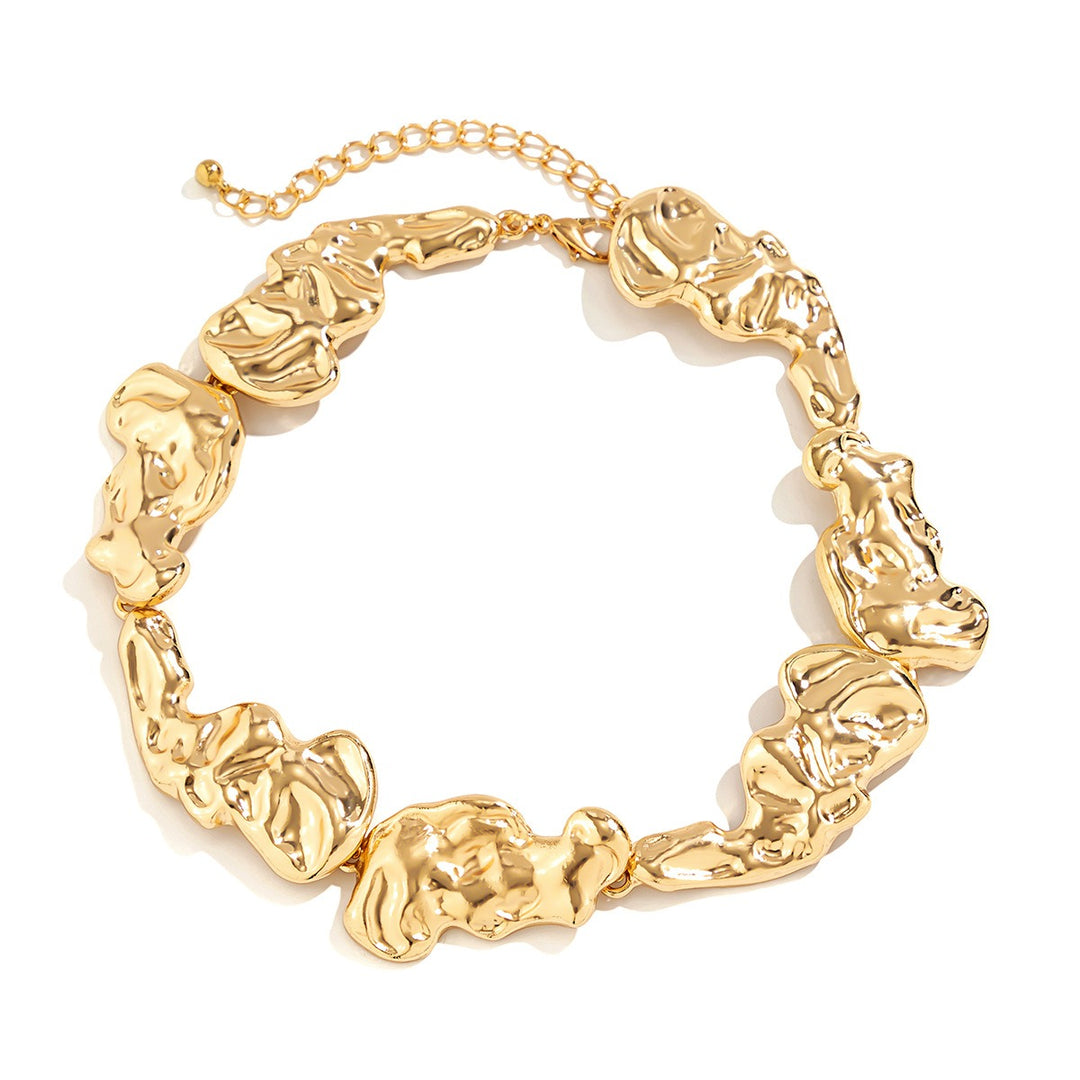 Liquid wrinkled irregular collar choker metal lava necklace