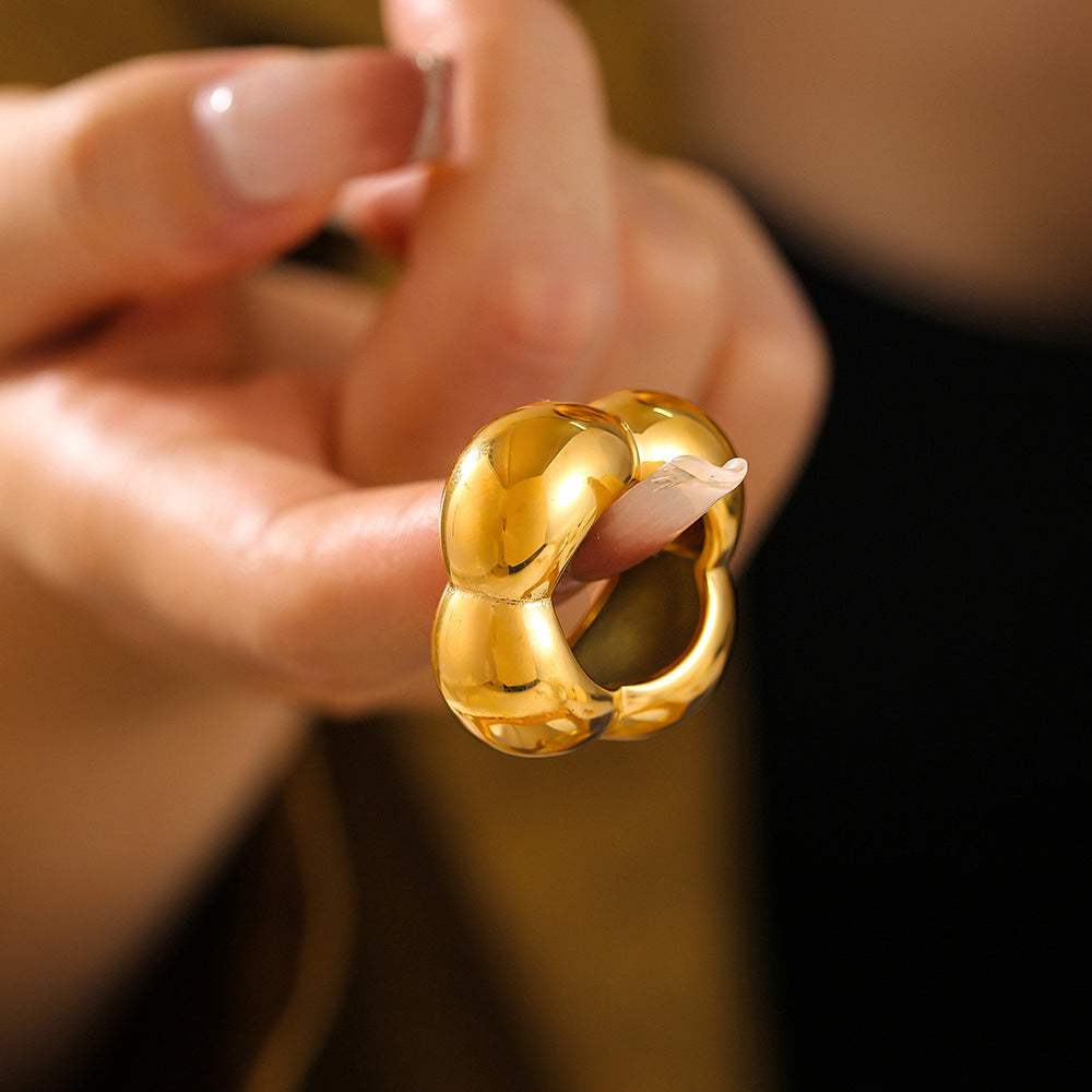 Hollow Blossom Geometric Ring