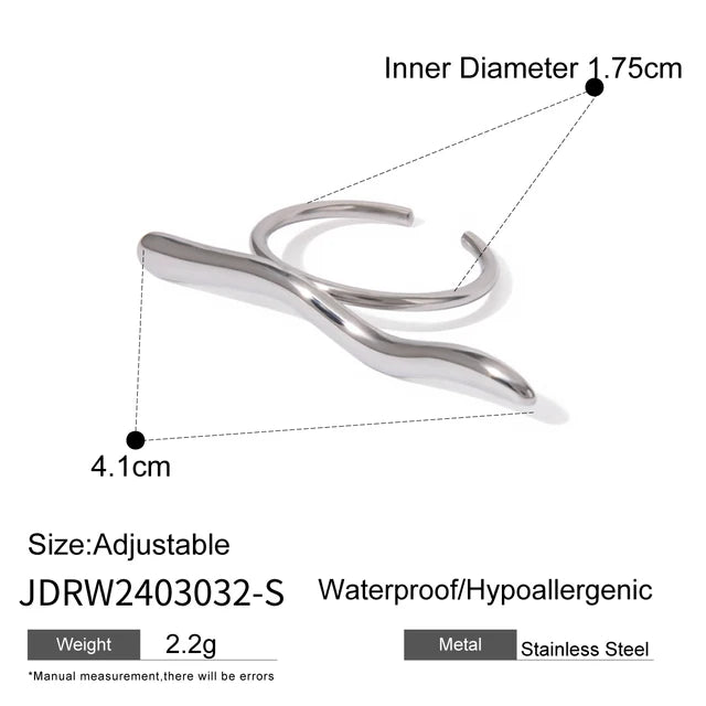 Ripple One Word Open Fashion Line Sense Ring