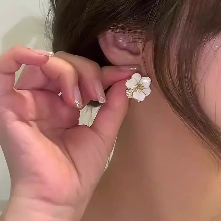 white flower fairy earrings