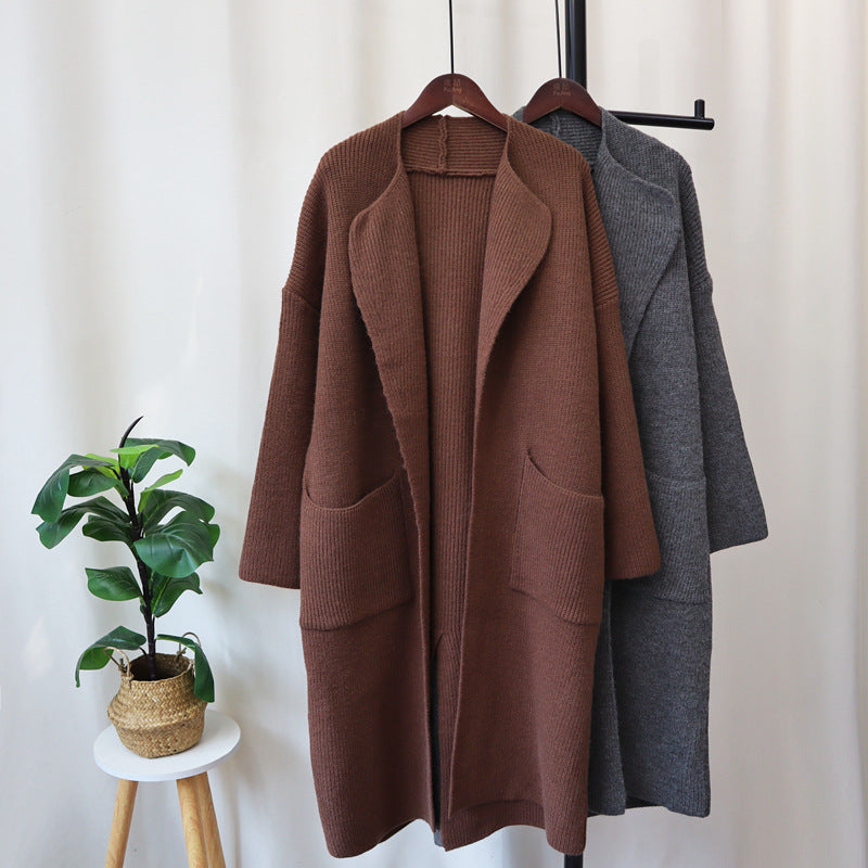 Long Knit Cardigan – Cozy Loose-Fit Knee-Length Sweater