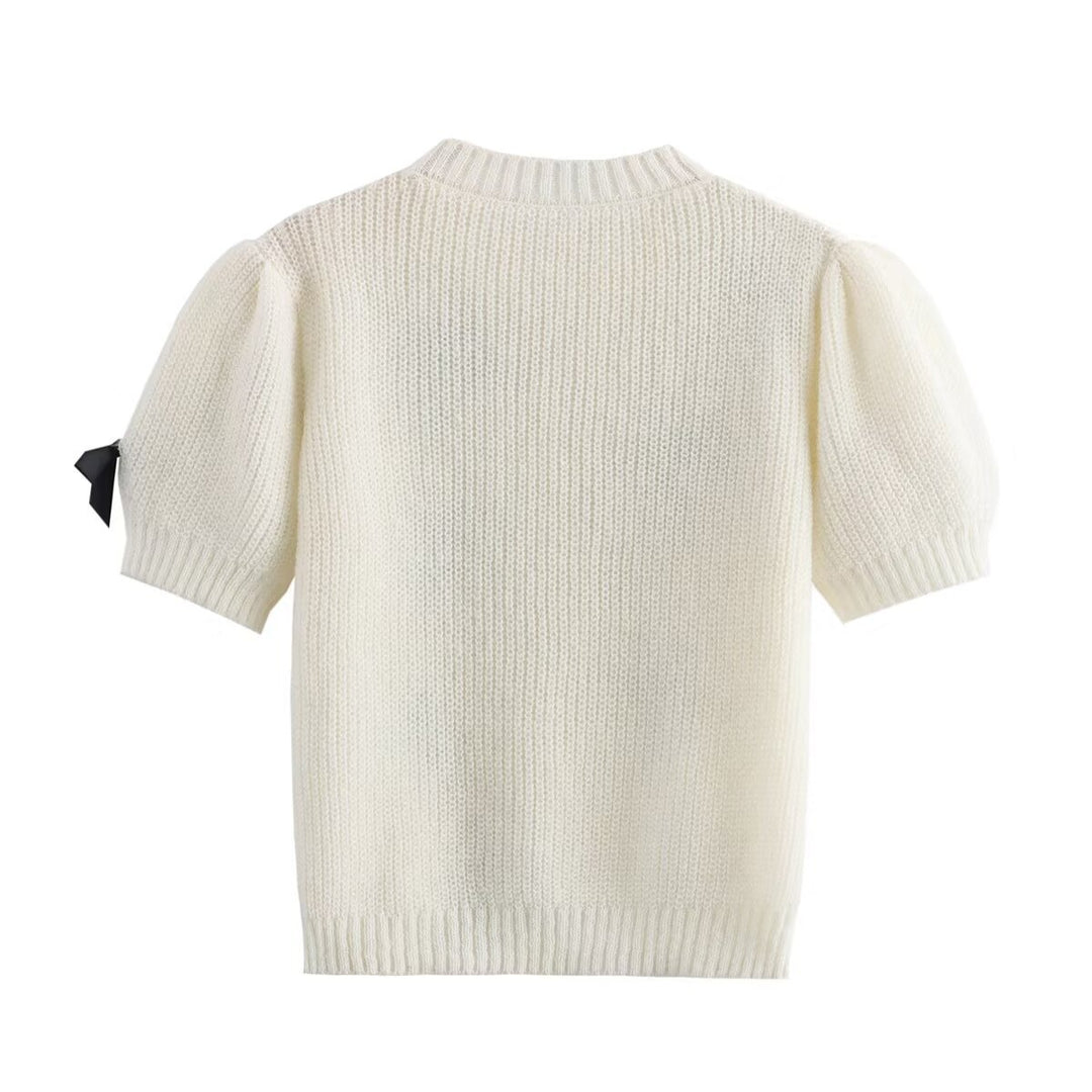 Bow Detail Round Neck Pullover