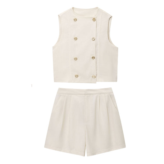 Linen Chic Vest & Shorts Set
