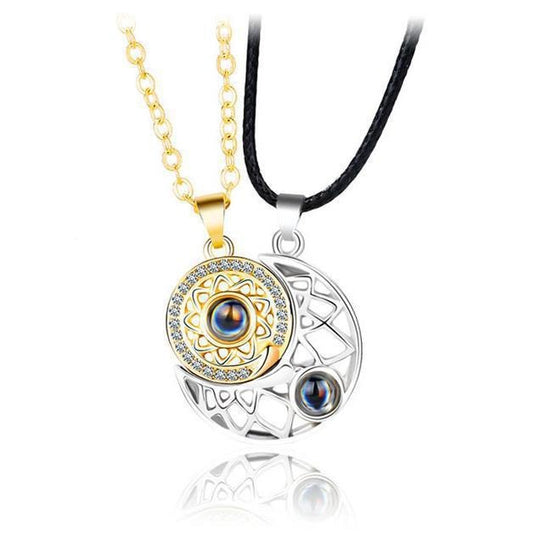 Ins Niche Sun & Moon Couple Pendant – Magnetic Clavicle Chain for Lovers