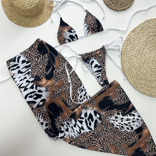 Three-Piece Bikini Set Leopard