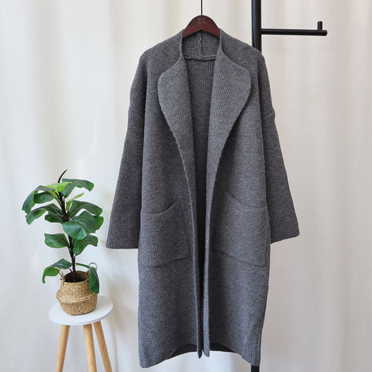 Long Knit Cardigan – Cozy Loose-Fit Knee-Length Sweater