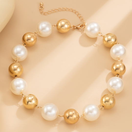 Luxe Pearl Punk Choker – Imitation Pearl Large Bead Short Necklace