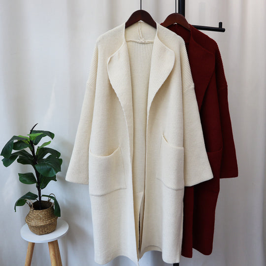 Long Knit Cardigan – Cozy Loose-Fit Knee-Length Sweater