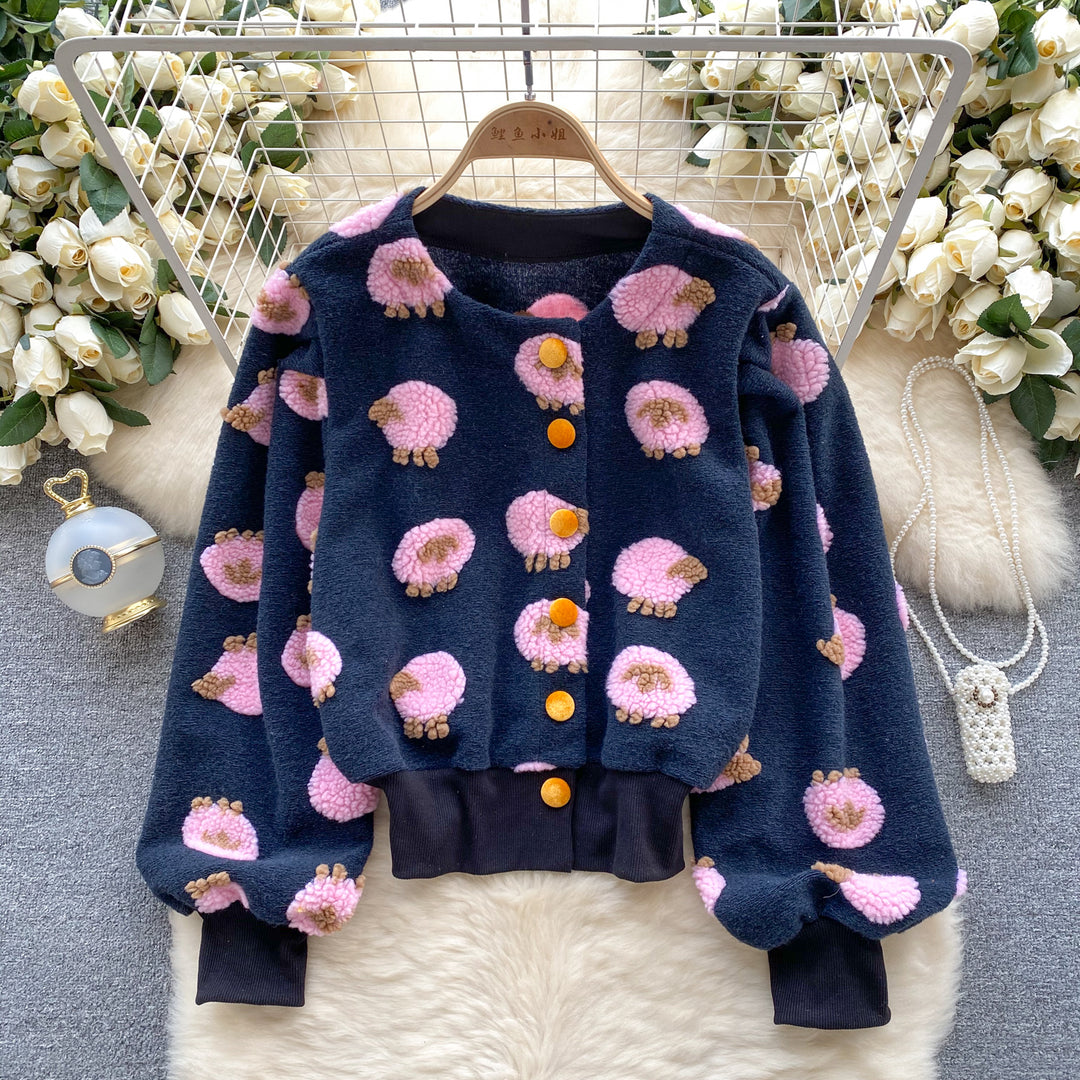 Floral Slim-Fit Chenille Cardigan