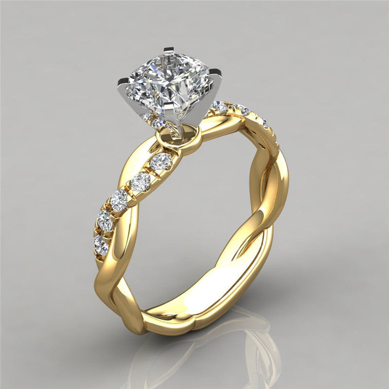 18K Rose Gold Two-Tone Princess Diamond Twist Ring