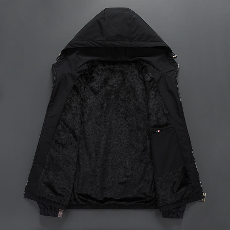 Men’s Hooded Printed Jacket – Plush Cotton Lined