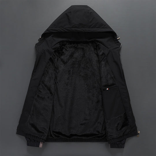 Men’s Hooded Printed Jacket – Plush Cotton Lined