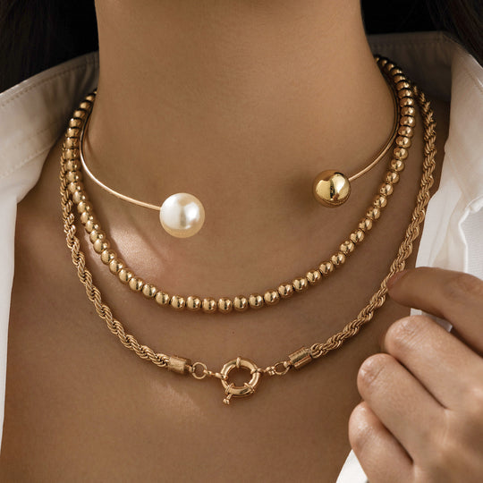 Twist & Pearl Multi-Layer Necklace