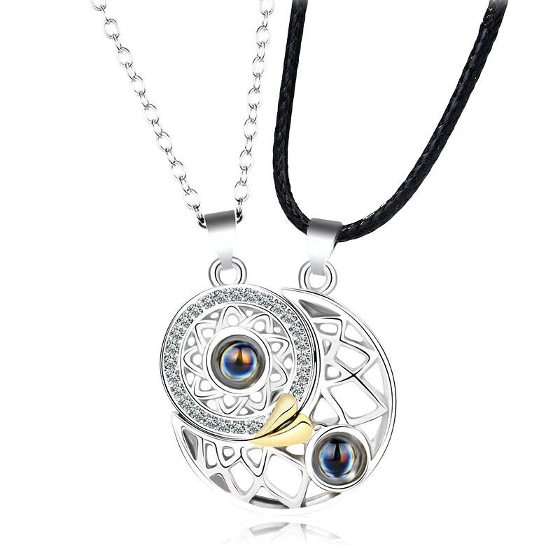 Ins Niche Sun & Moon Couple Pendant – Magnetic Clavicle Chain for Lovers