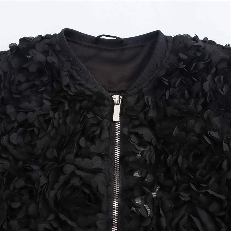 Floral Texture Black Jacket – Chic Street Style