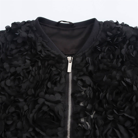 Floral Texture Black Jacket – Chic Street Style