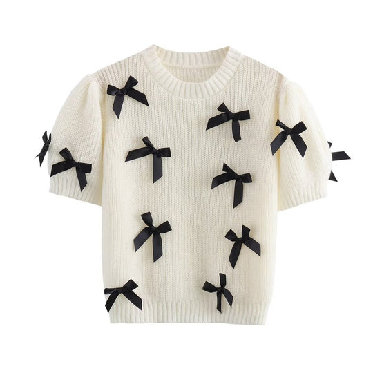 Bow Detail Round Neck Pullover