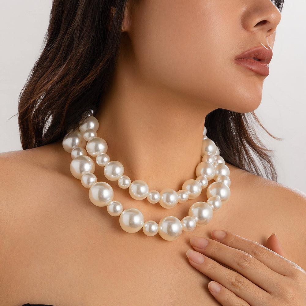Exaggerated Pearl Multi-Layer Choker